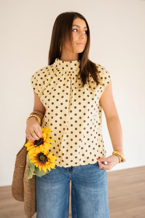 Alternative view of Dora Dots Top Yellow Brown