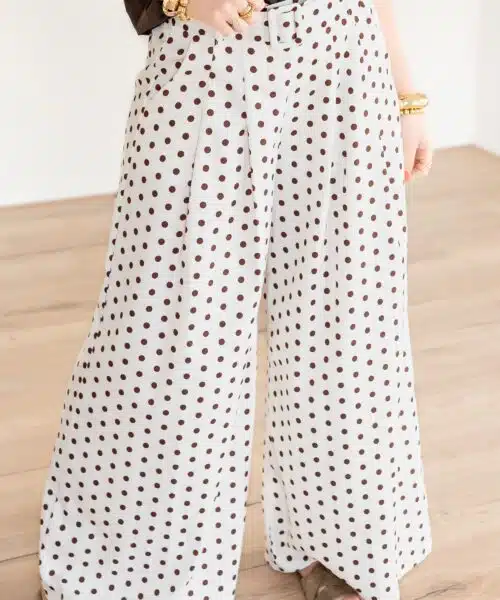 Mina Polkadot Pants Beige Brown