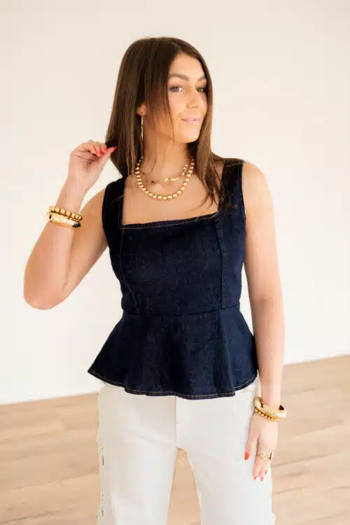 Alternative view of Bow Jeans Top Dark Blue |