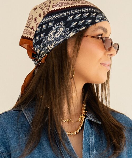 Lovely Scarf Cognac Blue
