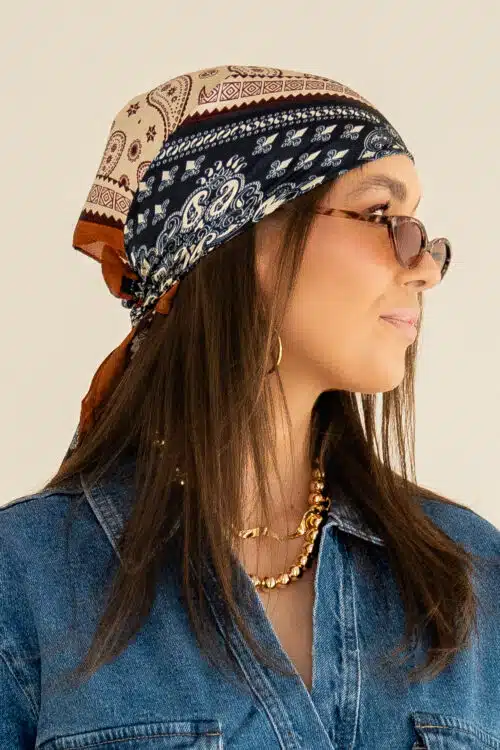 Lovely Scarf Cognac Blue
