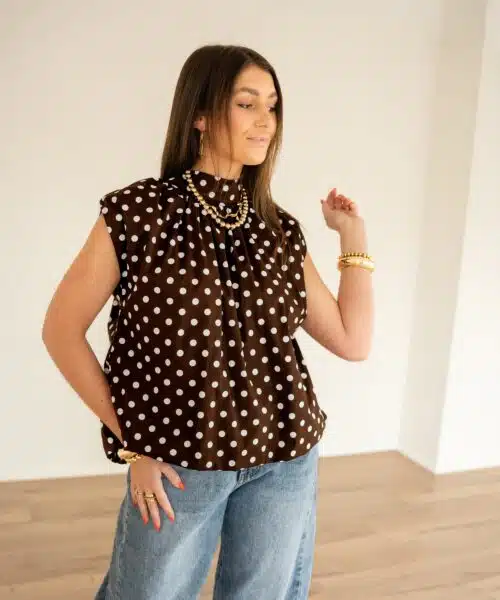 Alternative view of Dora Dots Top Brown White