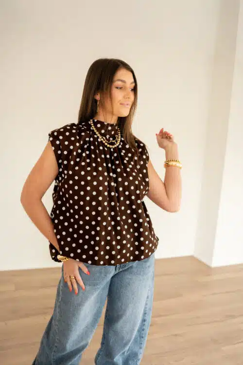 Alternative view of Dora Dots Top Brown White