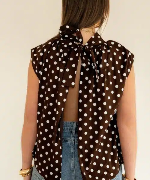 Dora Dots Top Brown White