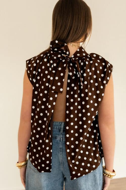 Dora Dots Top Brown White
