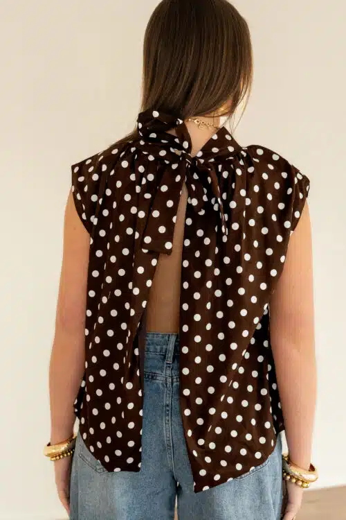Dora Dots Top Brown White