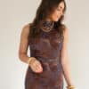 Bibi Dress Leaf Blue Brown
