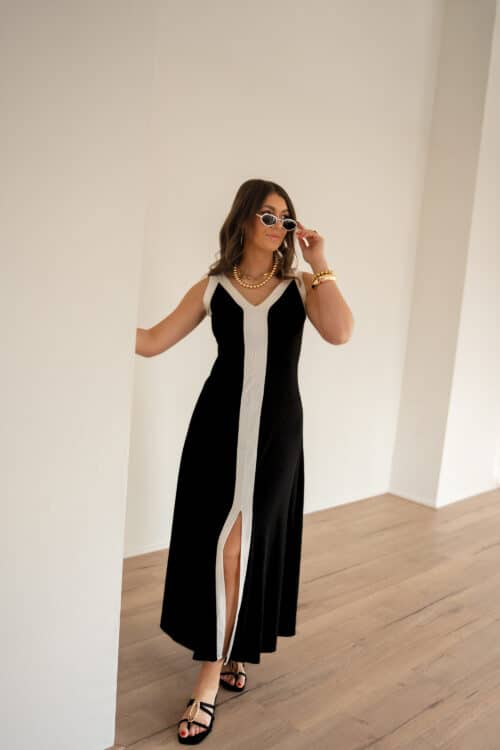 Lora Dress Black White