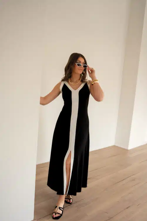 Lora Dress Black White