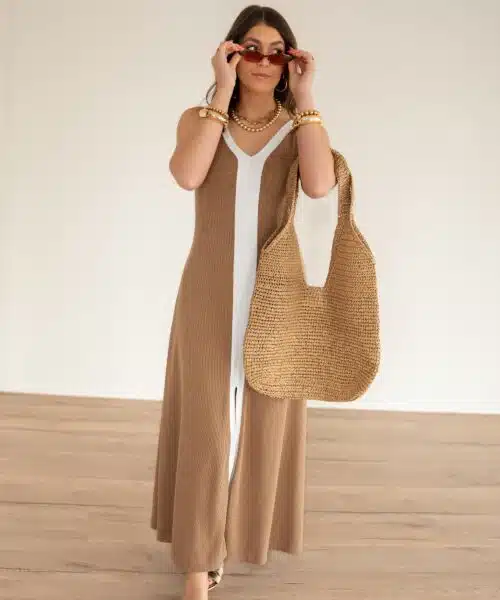 Lora Dress Camel White