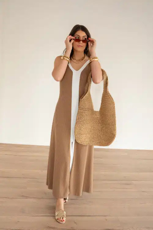 Lora Dress Camel White
