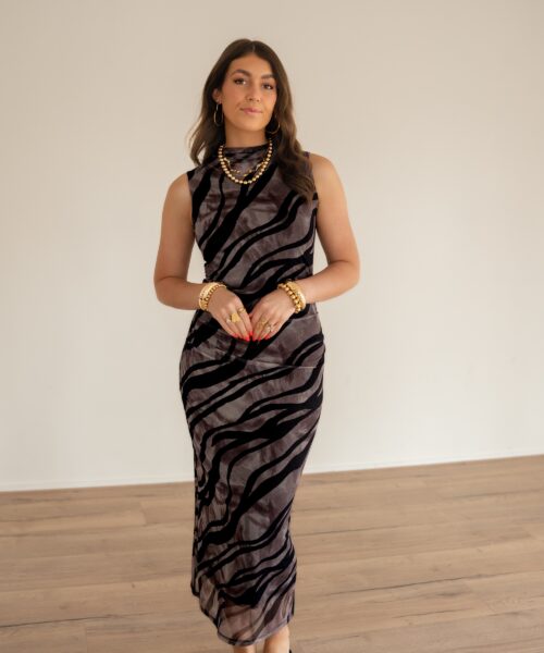 Bibi Dress Zebra Print Black