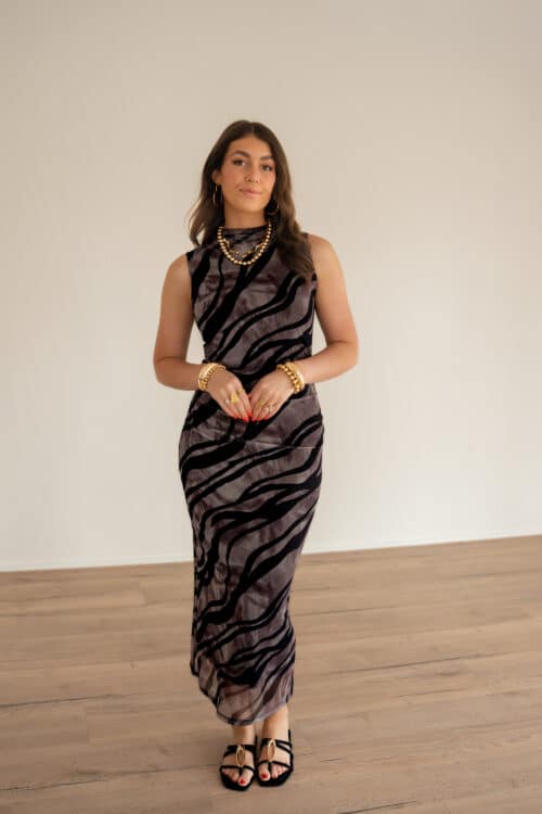 Bibi Dress Zebra Print Black