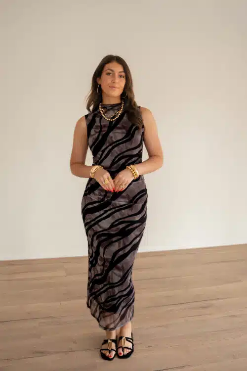Bibi Dress Zebra Print Black