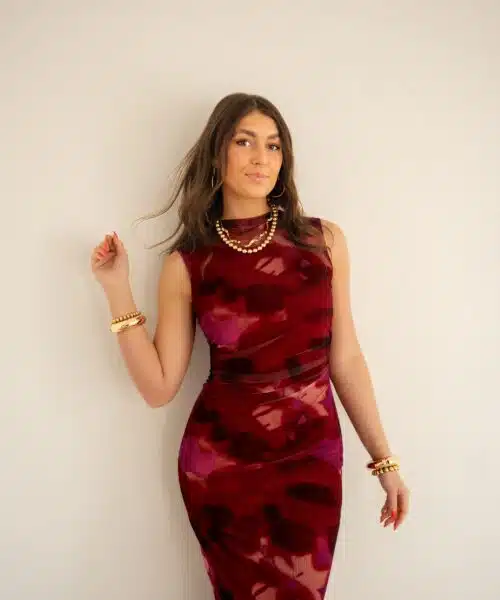 Bibi Dress Fuchsia Red Print