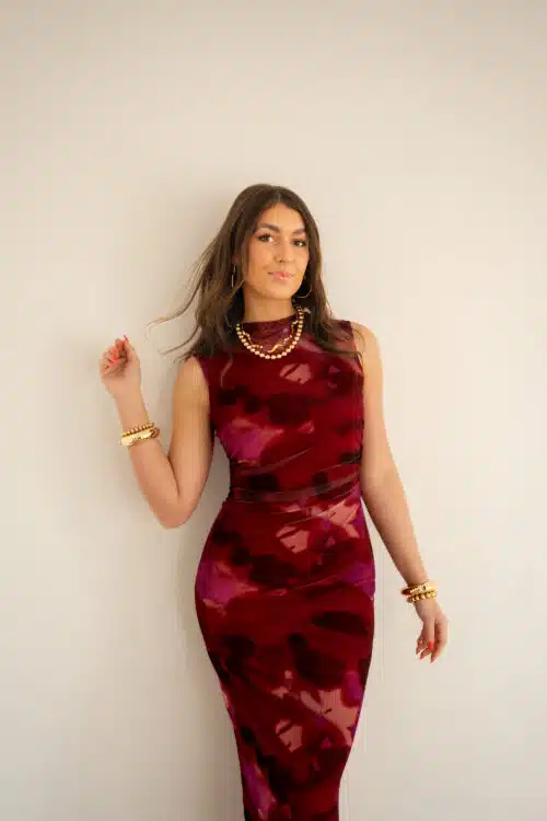 Bibi Dress Fuchsia Red Print