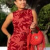 Bibi Dress New Leaf Coral Red