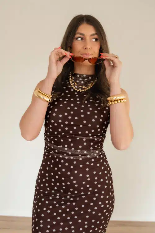 Bibi Dress Dots Brown