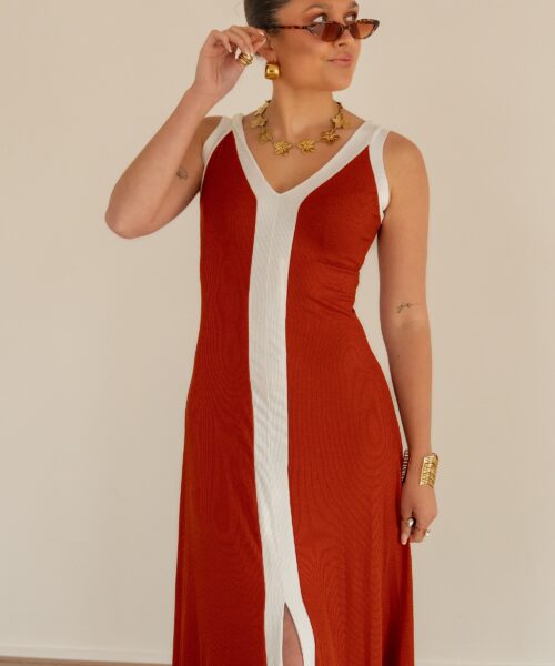 Lora Dress Rust White