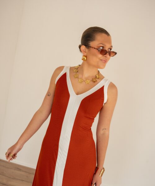 Alternative view of Lora Dress Rust White