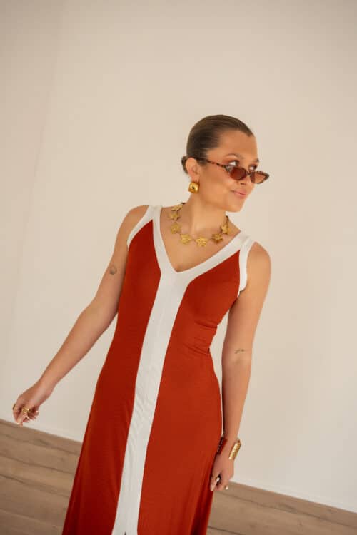 Alternative view of Lora Dress Rust White