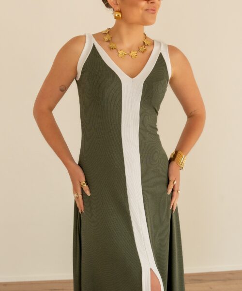 Lora Dress Green White