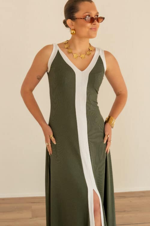 Lora Dress Green White