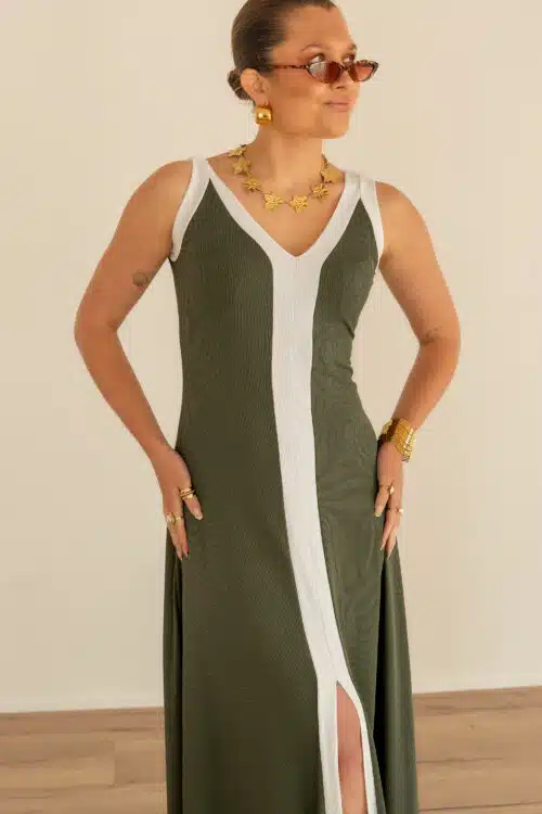 Lora Dress Green White