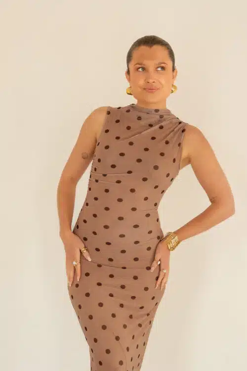 Lulu Dress Dots Beige