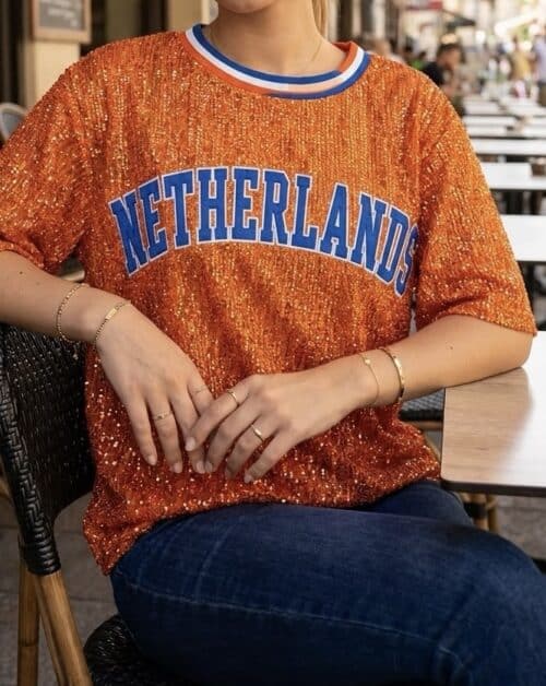 Netherlands Sequin Shirt Orange