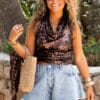 Sequin Haltertop Brown