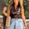 Sequin Haltertop Brown