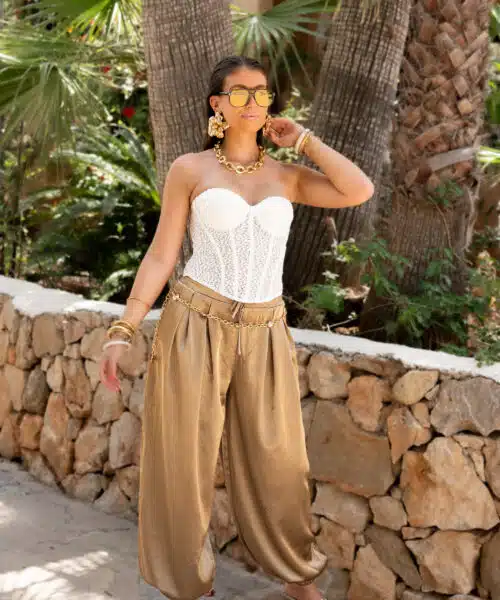 Maisie Satin Ballon Pants Olive.