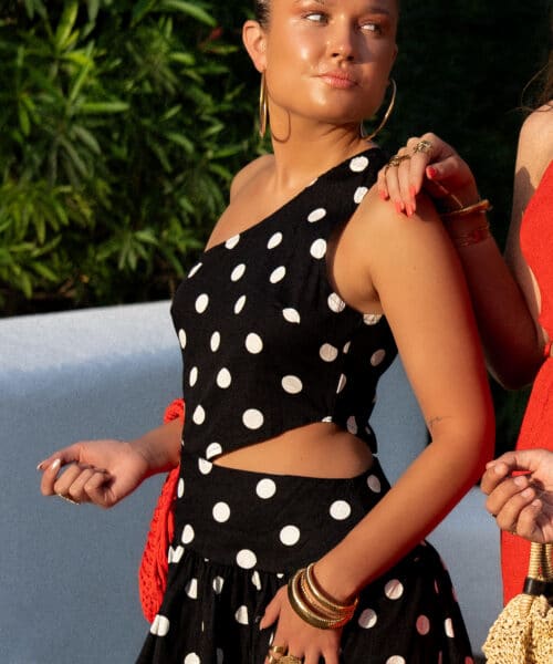 Loryana Dots Dress Black