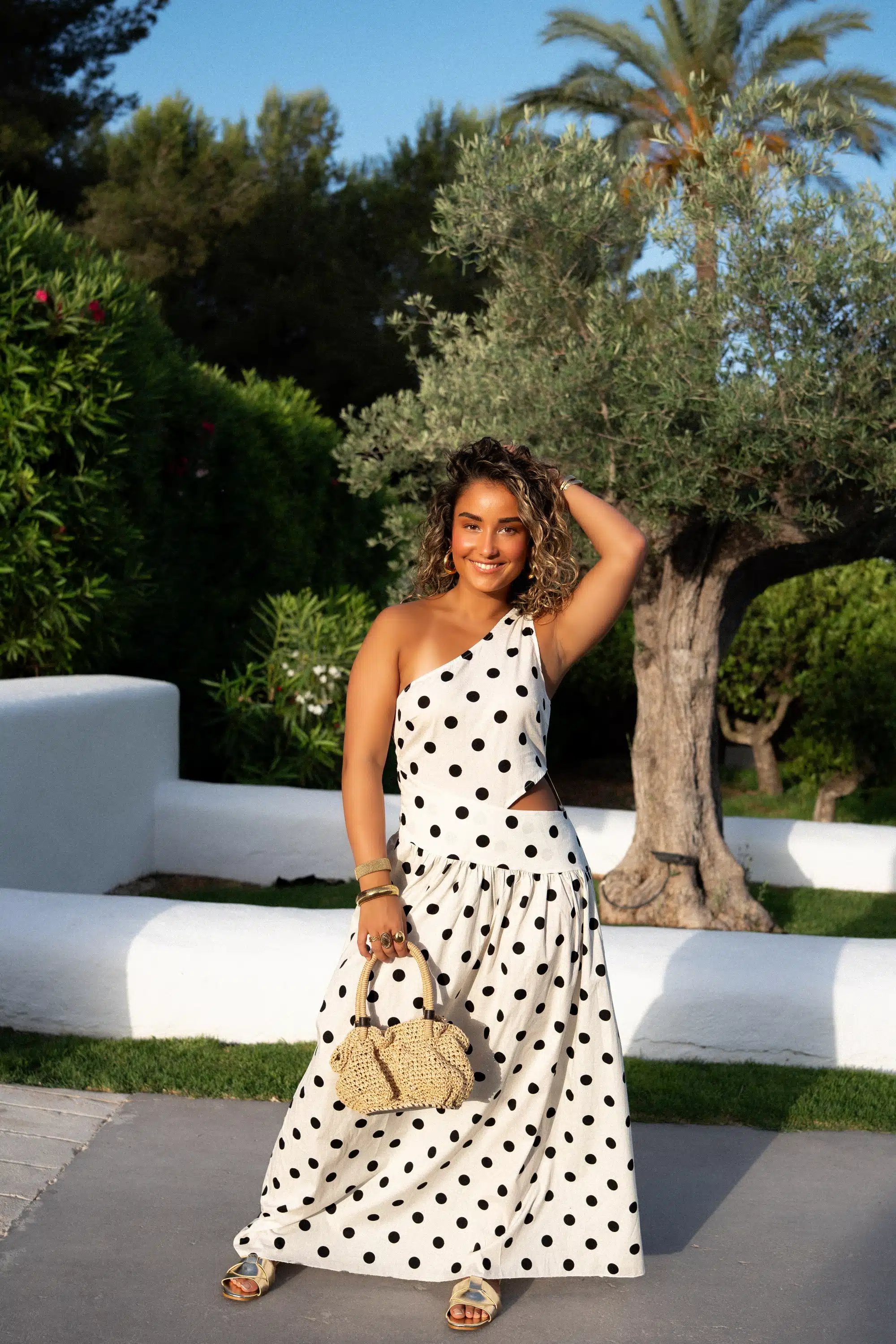 Loryana Dots Dress White
