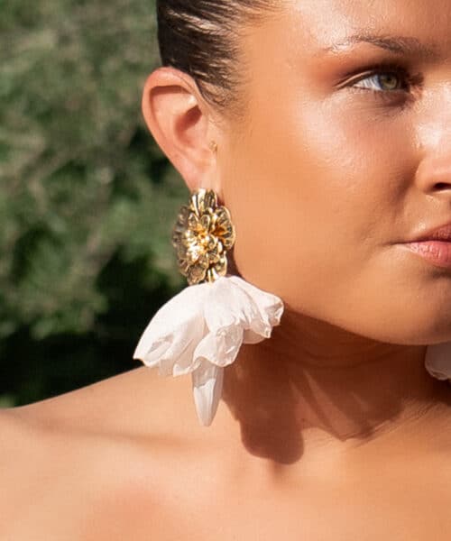 Tule Flower Earrings Gold