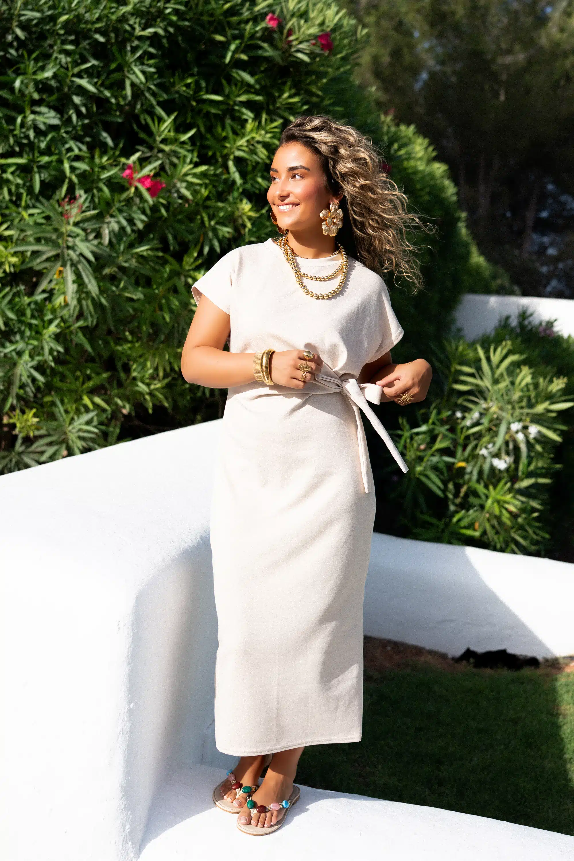 Bow Dress Beige . - Afbeelding 5
