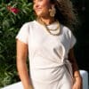 Bow Dress Beige .