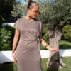 Bow Dress Taupe .