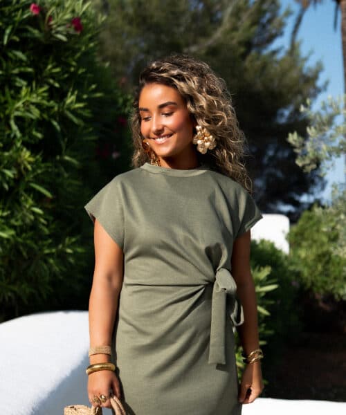 Alternative view of Bow Dress Khaki *