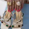 Lucia Gold Stones Heels