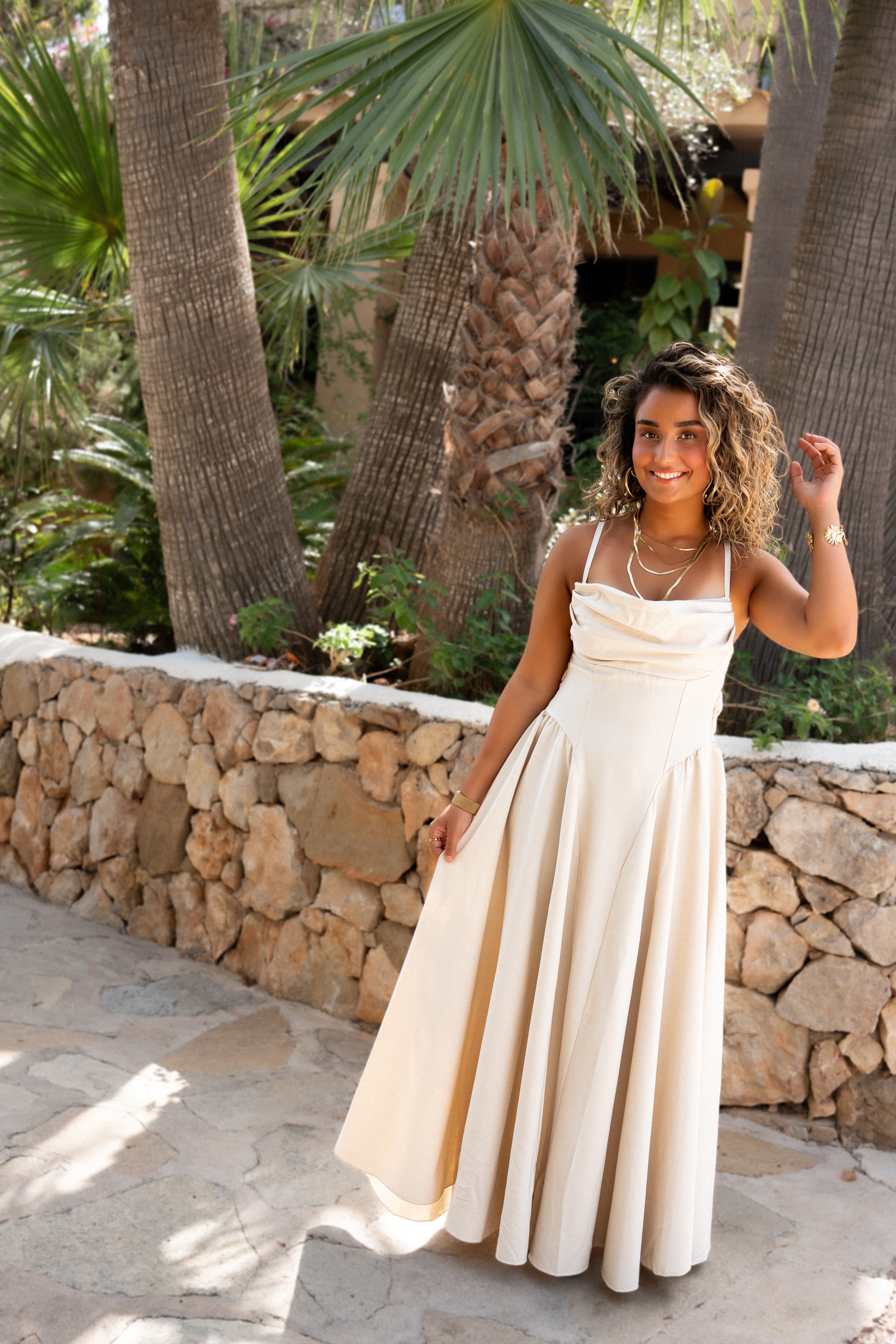 Sami Dress Bow Beige - Afbeelding 4