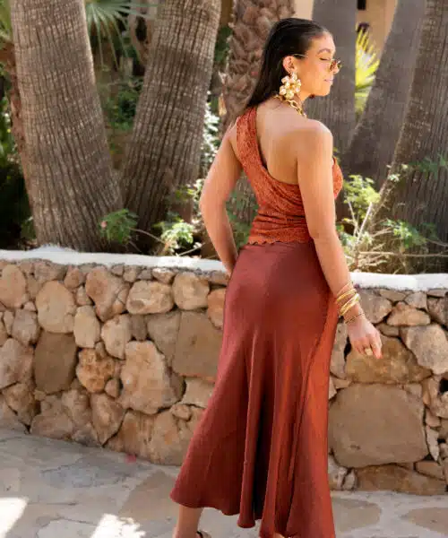 Alternative view of Zazu Satin Skirt Rust |