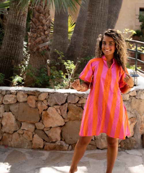 Pepe Stripe Dress Orange