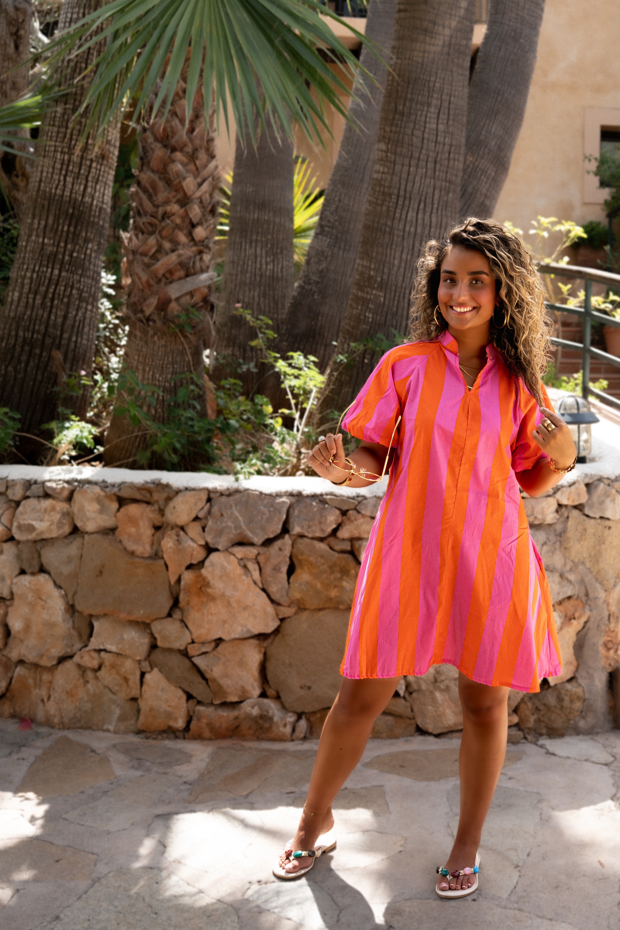 Pepe Stripe Dress Orange