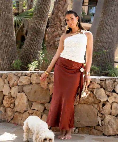 Zazu Satin Skirt Rust |