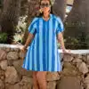 Pepe Stripe Dress Blue