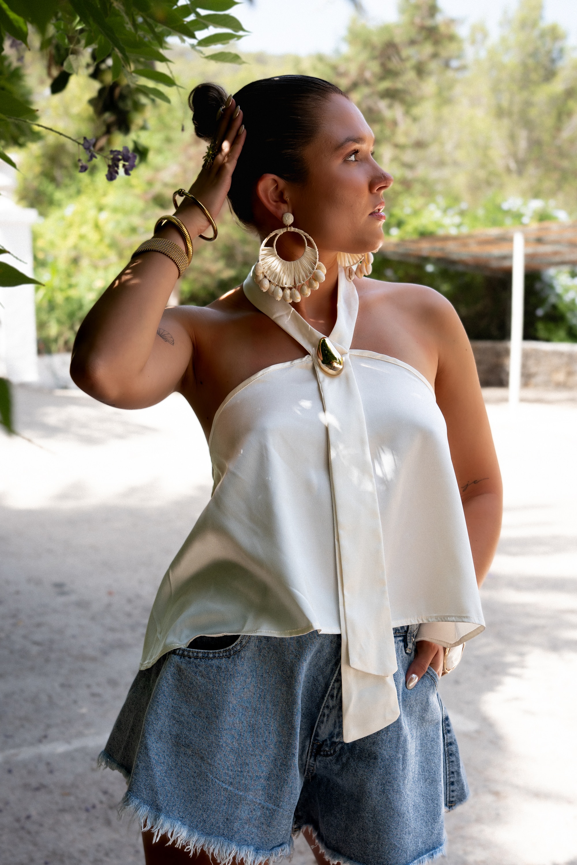 Paola Satin Top Creme| - Afbeelding 2