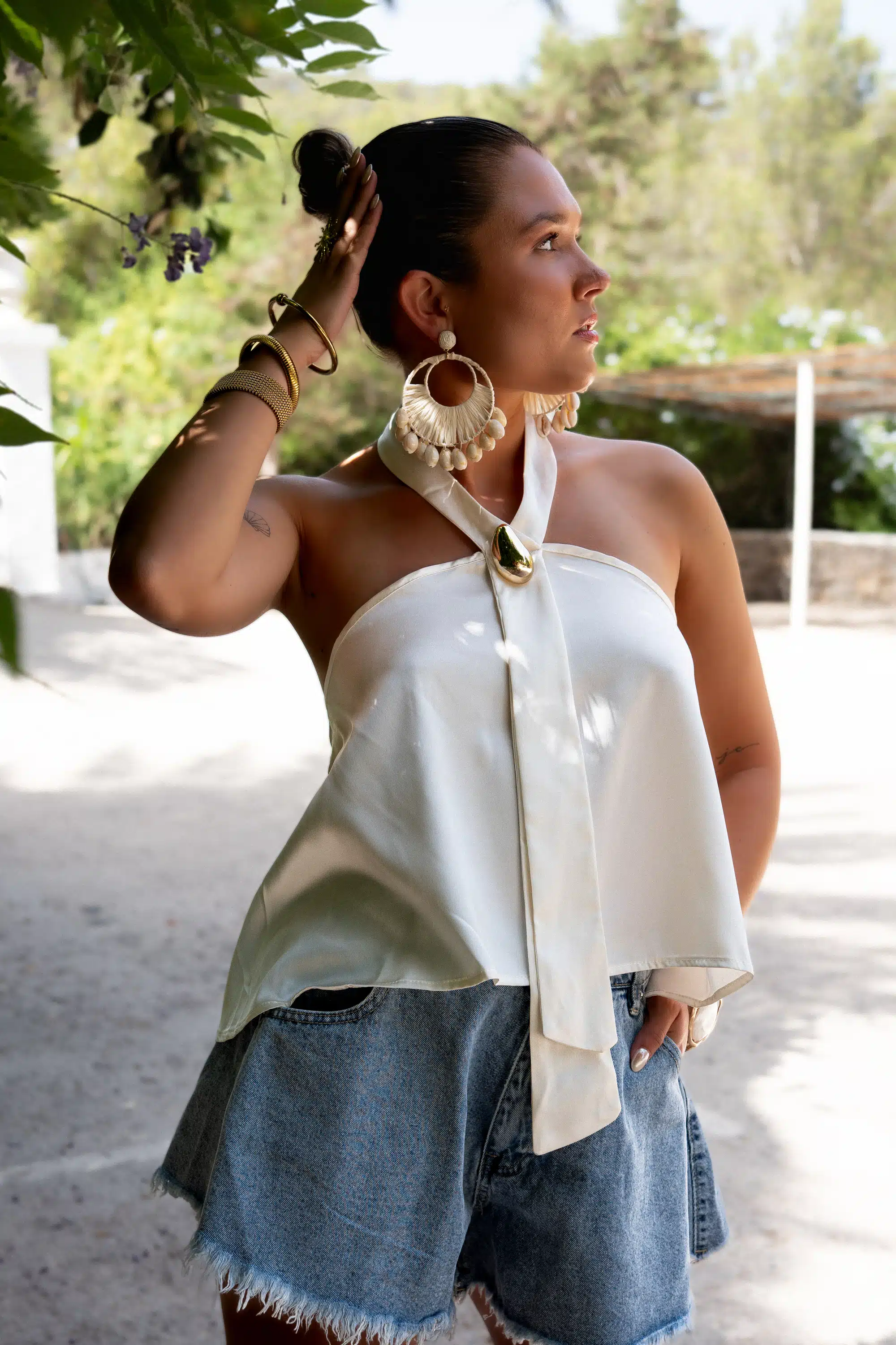 Paola Satin Top Creme| - Afbeelding 2