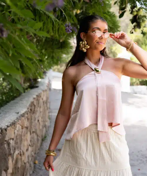 Alternative view of Paola Satin Top Pink|